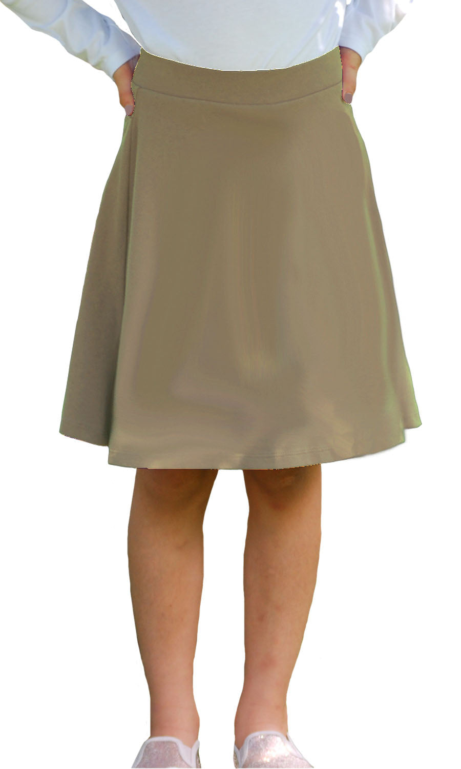 Khaki Knee Length Skort